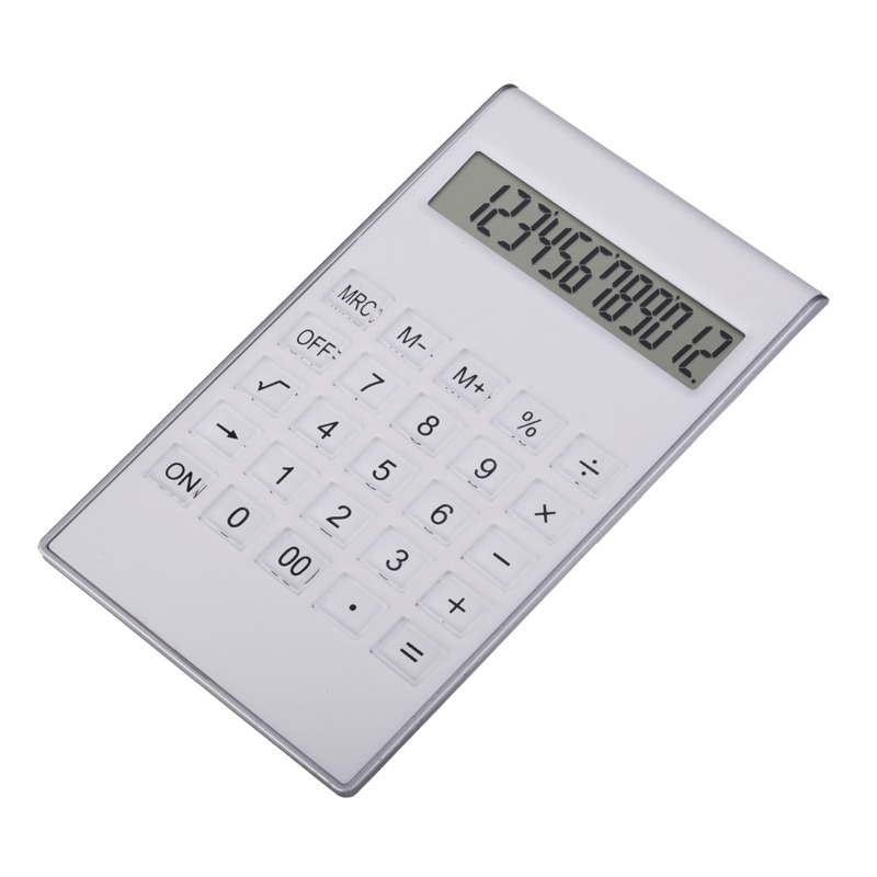 Transparent calculator, white photo