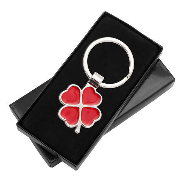 Clover Luck keyring, red/silver photo