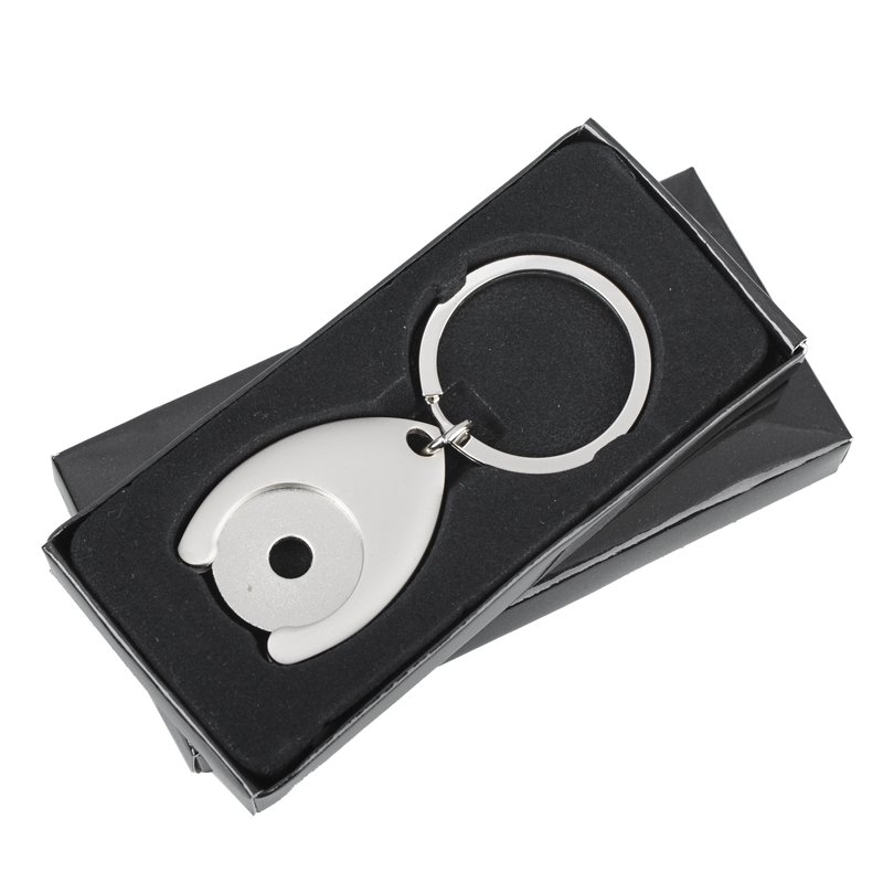 Disc token metal keyring, silver photo