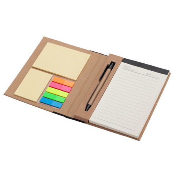Eco notepad 140×180/70p plain with memo set, black/beige photo