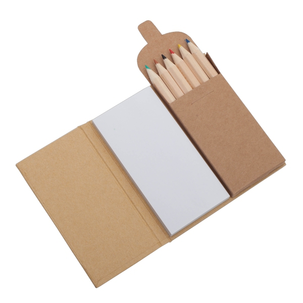 Crayon set with notepad, beige photo