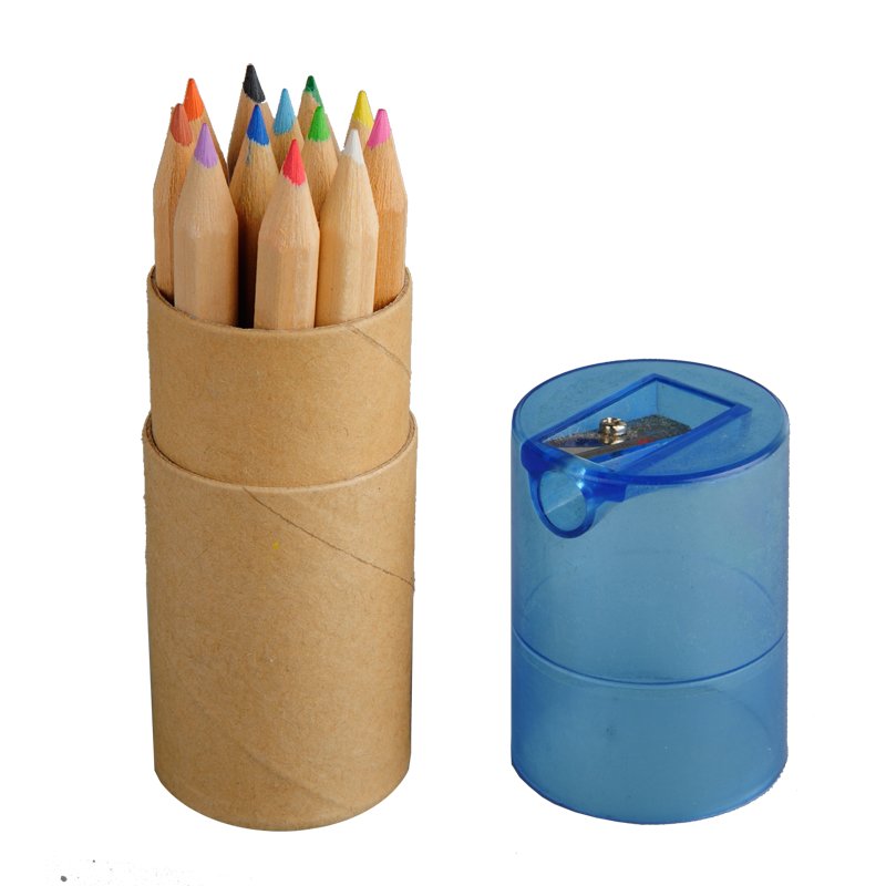 12 crayon set with sharpener in tube, blue photo