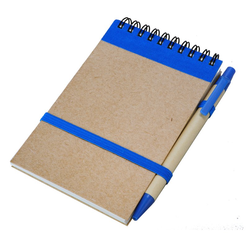 Eco notepad with ballpen 90×140/70p blank, blue/beige photo