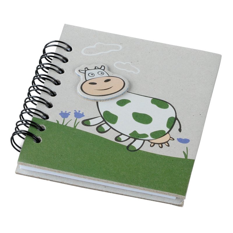 Funny Cow 87×97/50p line notepad, green/grey photo