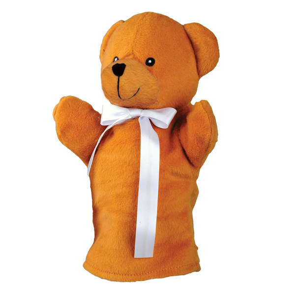 Plush teddy bear puppet, brown photo