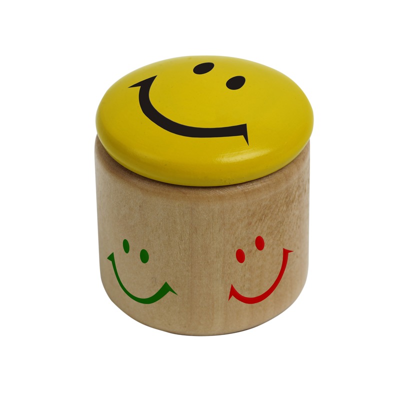 Happy Face pencil sharpener, yellow/brown photo